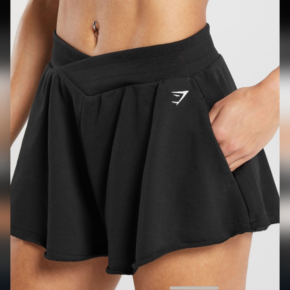 Gymshark Lifting Crossover Cotton Shorts Black Logo Size XS